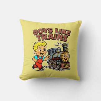 Boys like trains throw pillow