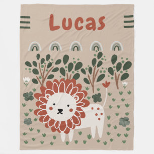 Boys Lion Safari Pastel Jungle Toddler Fleece Blanket