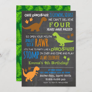 Boy's Little Dinosaur Kids Birthday Invitation