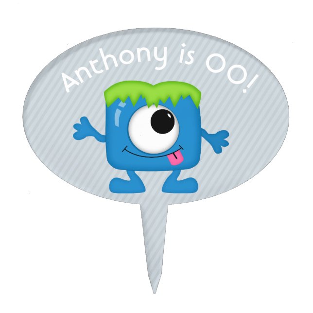 Boys Little Monster themed Birthday personalized Cake Topper (Front)