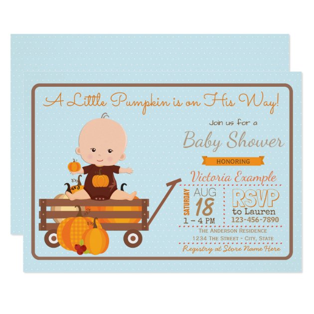 Boys Little Pumpkin Baby Shower Invitation