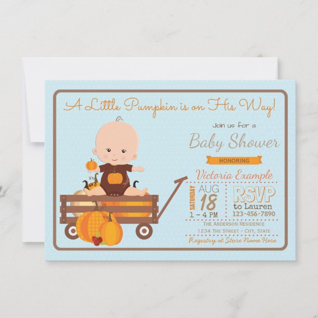 Boys Little Pumpkin Baby Shower Invitation (Front)
