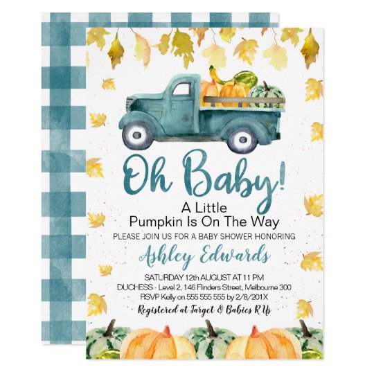 Boy's Little Pumpkin Baby Shower Invitation