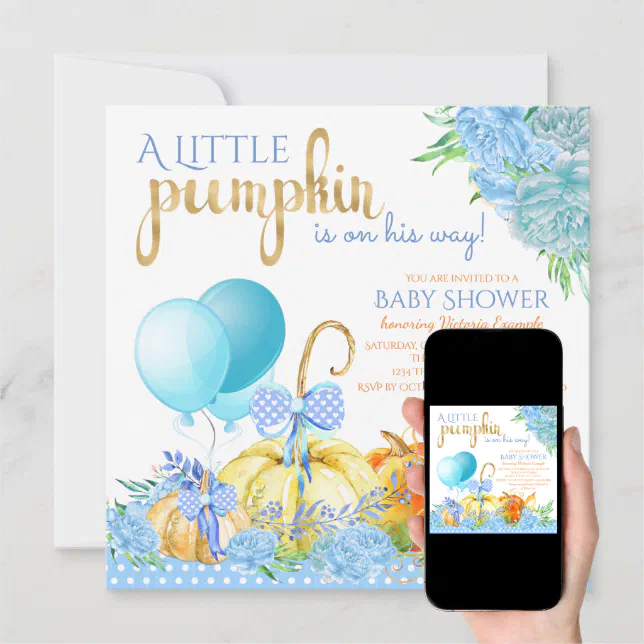 Boys Little Pumpkin Baby Shower Invitations Zazzle