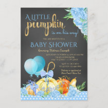 Boys Little Pumpkin Chalkboard Fall Baby Shower Invitation