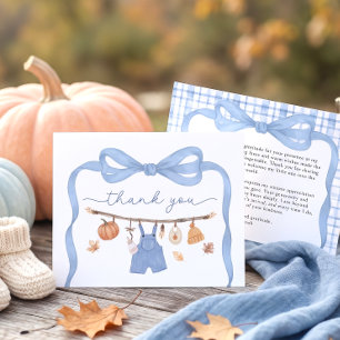 Boy's Little Pumpkin Fall Baby Shower Thank You Card