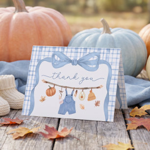 Boy's Little Pumpkin Fall Baby Shower Thank You Card