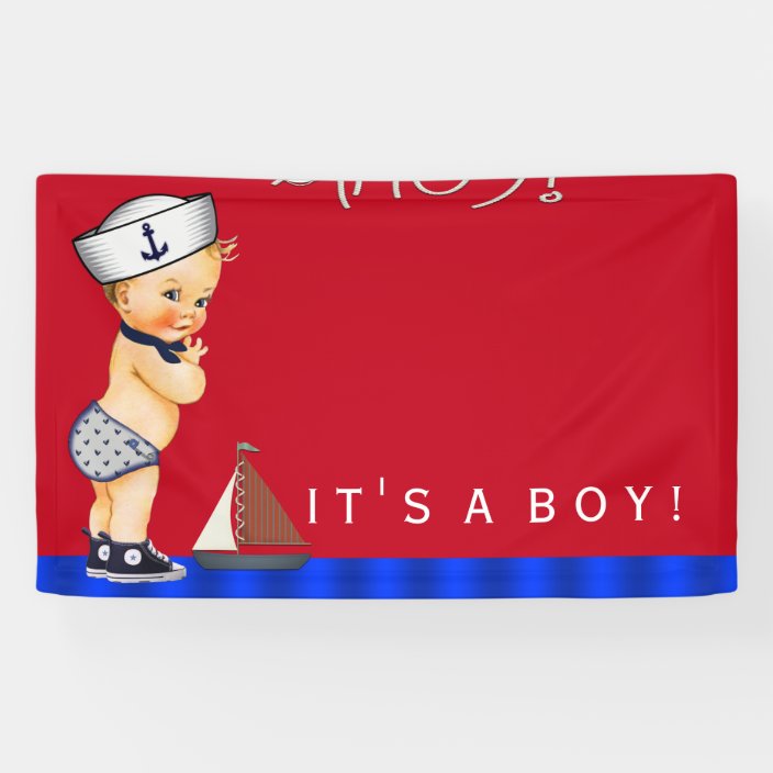 Boys Little Sailor Nautical Baby Shower Banner Zazzle Com