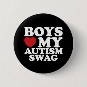 Boys Love My Autism Swag Awareness Heart Button