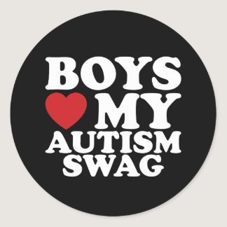 Boys Love My Autism Swag Awareness Heart Classic Round Sticker