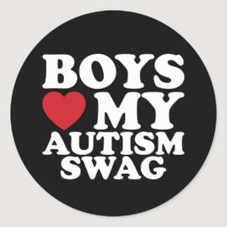 Boys Love My Autism Swag Awareness Heart Classic Round Sticker