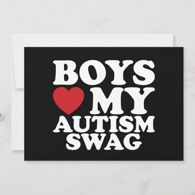 Boys Love My Autism Swag Awareness Heart Invitation (Front)