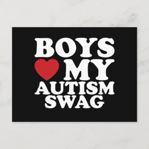 Boys Love My Autism Swag Awareness Heart Postcard