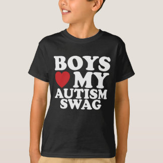 Boys Love My Autism Swag Awareness Heart T-Shirt