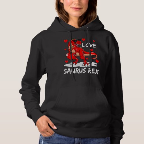 Boys LOVE Saurus Rex Dinosaur T Rex Valentines Day Hoodie