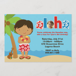 Boys Luau Birthday Party Invitation