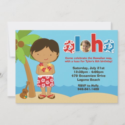 Boys Luau Birthday Party Invitation