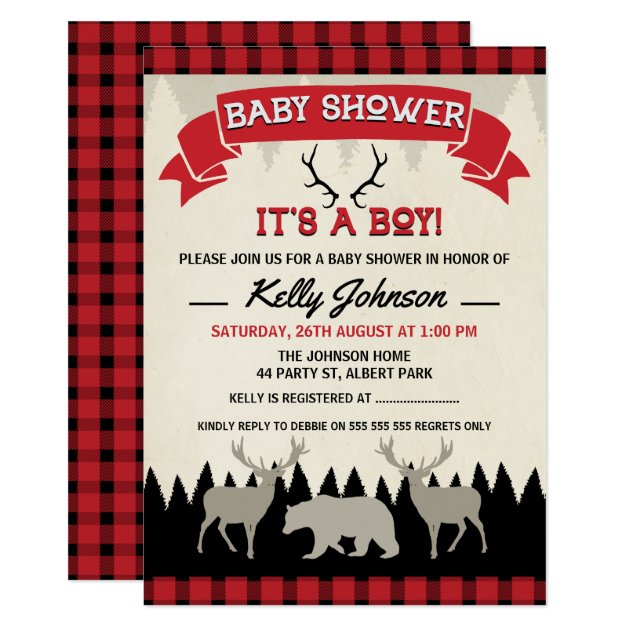 Boys Lumberjack Baby Shower Invitation