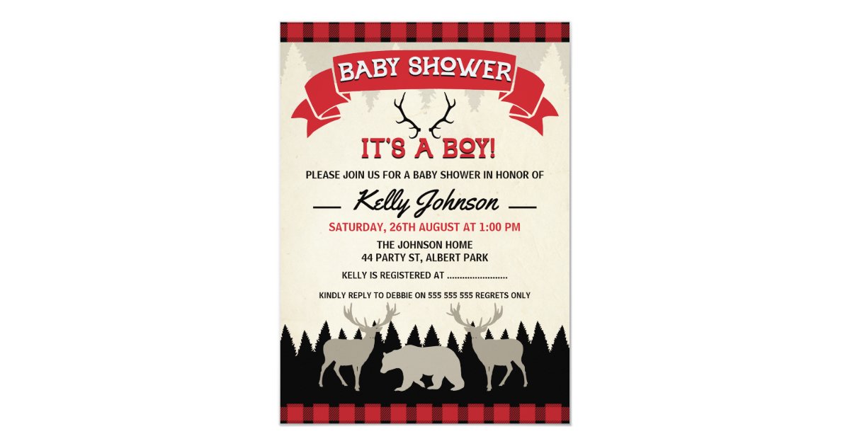 Lumberjack Baby Shower Invitations Buffalo Plaid Lumberjack Baby - Main Image