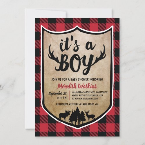 Boys Lumberjack Baby Shower Invitation