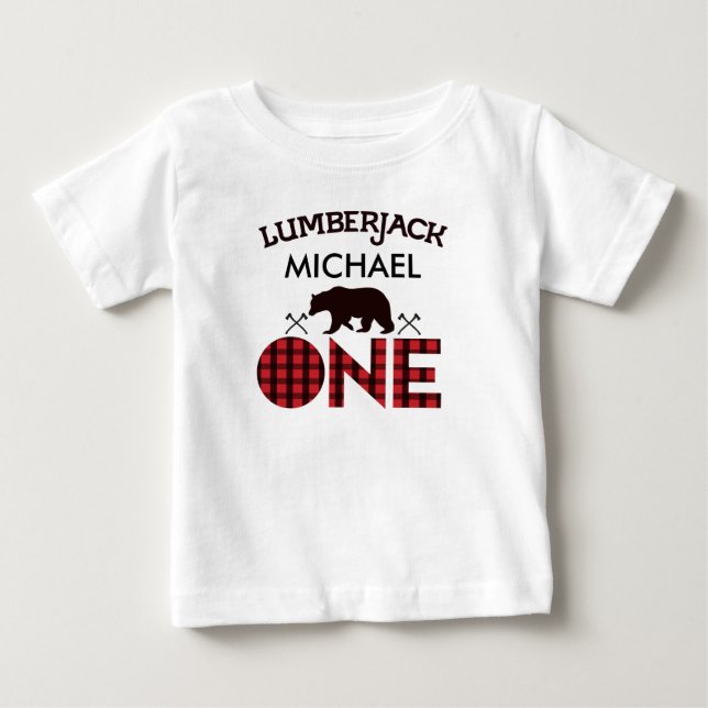 Boys Lumberjack Bear Arrows 1st Birthday T-shirt (Front)