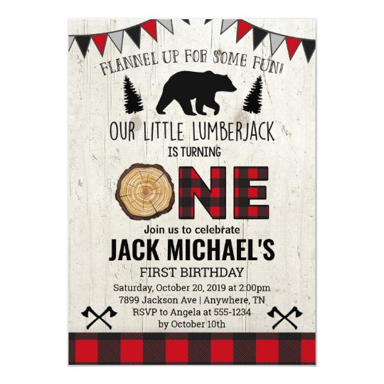 Boys Lumberjack First Birthday Invitation | Zazzle.com