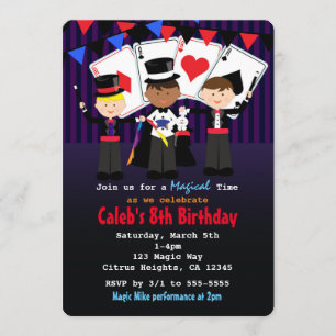 Boys Magic Show Magical Birthday Party Invitations