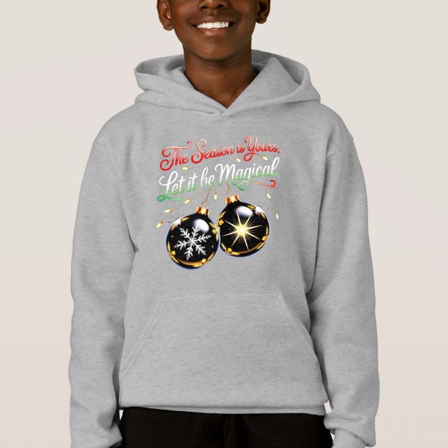 Boys' Magical Christmas Ornament Cool Festive Snow Hoodie (Front)