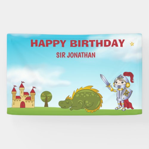  Boys Medieval Knight Dragon Birthday Party Banner