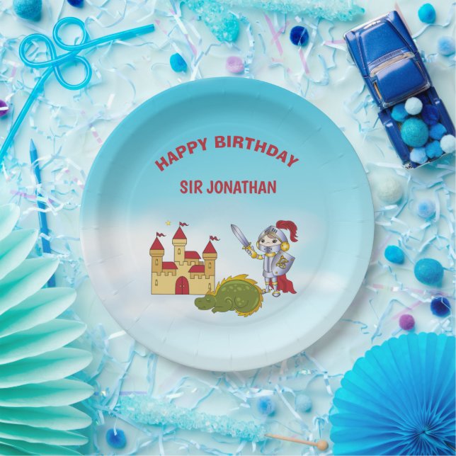  Boys Medieval Knight Dragon Birthday Party    Paper Plates (Party)