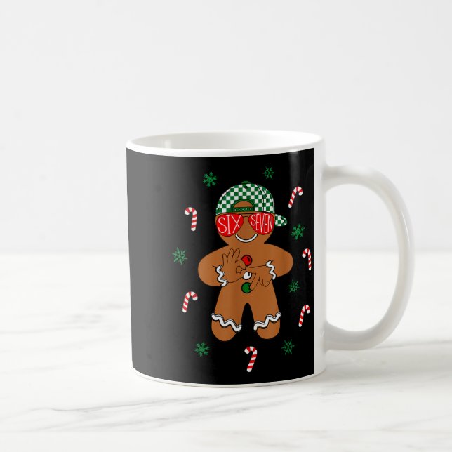 Boys Mens Christmas 6 7 Gingerbread Funny Meme Six Coffee Mug (Right)