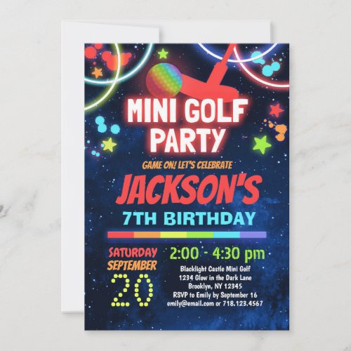 Boys Mini Golf Birthday Party Invitation