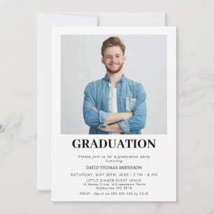 Boys Minimalist Photo Graduation Party Invitation