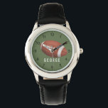 Boys Modern and Cute Football Sports Kids Watch<br><div class="desc">This cute sports-themed boys watch design features an American football cartoon with numbers,  and can be personalized with your boys name. Perfect for sports-loving children,  great for a birthday gift!</div>