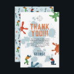 Boys Modern Blue Paintball Kids Birthday Thank You Card<br><div class="desc">This cool and modern paintball-themed kids birthday thank you card design features a blue paintball and splatter illustration,  with a matching blue pattern on the back. The card can be personalized with your boys name and thank you message.</div>