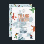 Boys Modern Blue Paintball Kids Birthday Thank You Card<br><div class="desc">This cool and modern paintball-themed kids birthday thank you card design features a blue paintball and splatter illustration,  with a matching blue pattern on the back. The card can be personalized with your boys name and thank you message.</div>