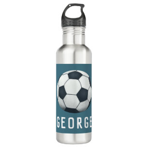 Boys Modern Blue Sporty Soccer Kids Stainless Steel Water Bottle