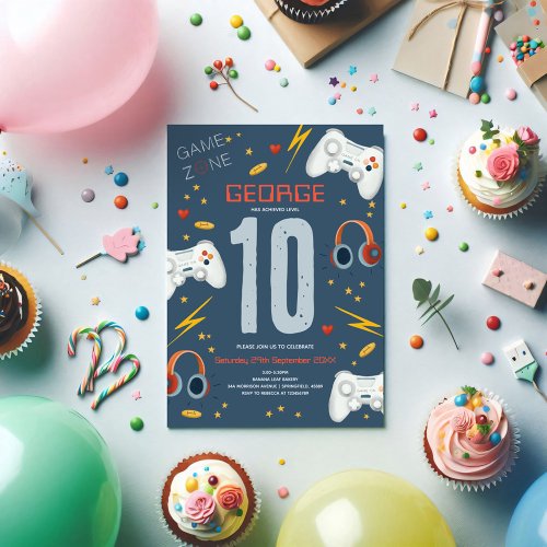 Boys Modern Blue Video Game Kids Birthday