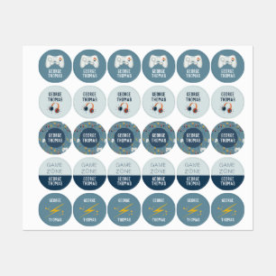 Boys Modern Blue Video Game School Kids' Labels