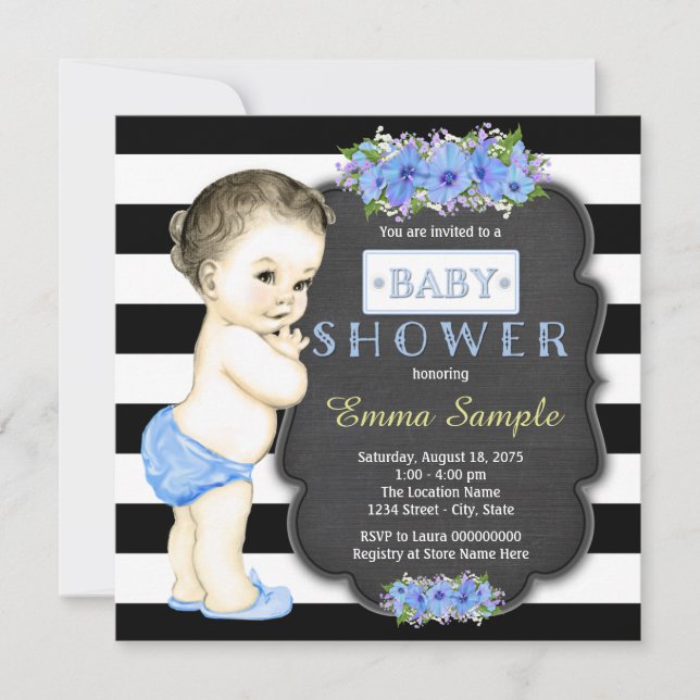 Boys Modern Chalkboard Baby Shower Invitation (Front)
