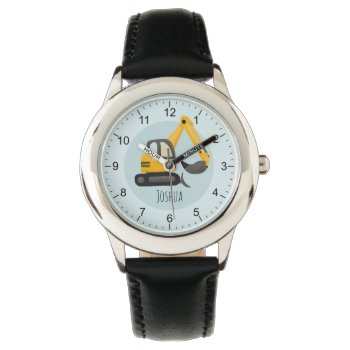 Boys Modern Construction Digger Excavator  Watch by Simply_Baby at Zazzle