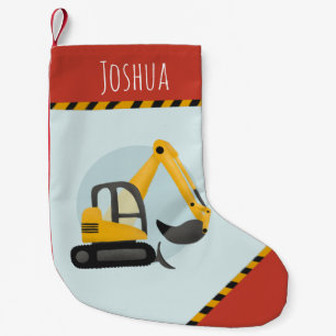 Boys Modern Construction Digger Kids Small Christmas Stocking