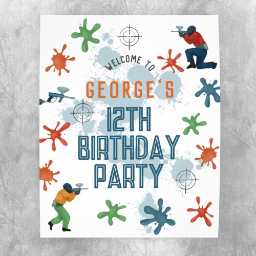 Boys Modern Paintball Birthday Party Welcome Sign