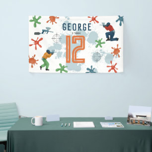 Boys Modern Paintball Party Sports Kids Birthday Banner