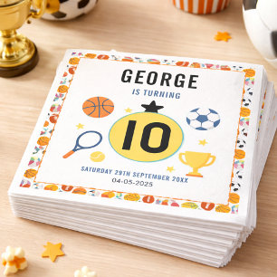 Boys Modern Sports Birthday Party   Game Day Theme Napkins
