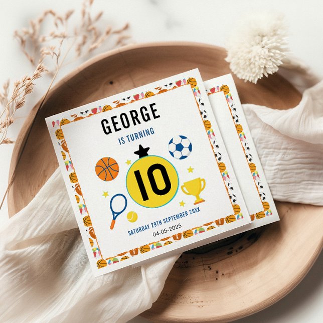 Boys Modern Sports Birthday Party | Game Day Theme Napkins (Creator Uploaded)