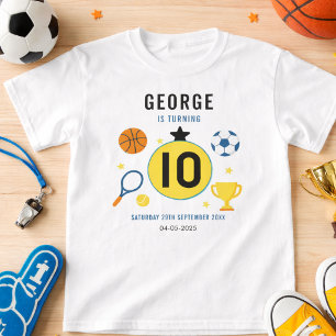 Boys Modern Sports Birthday Party Game Day Theme T-Shirt