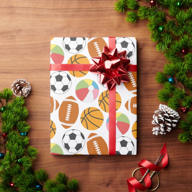 Boys Modern Sports Birthday Party | Game Day Theme Wrapping Paper (Holiday Gift)