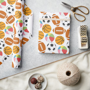 Boys Modern Sports Birthday Party Game Day Theme Wrapping Paper