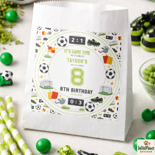 Boys Modern Sports Soccer Kids 8th Birthday Party Favor Bag
